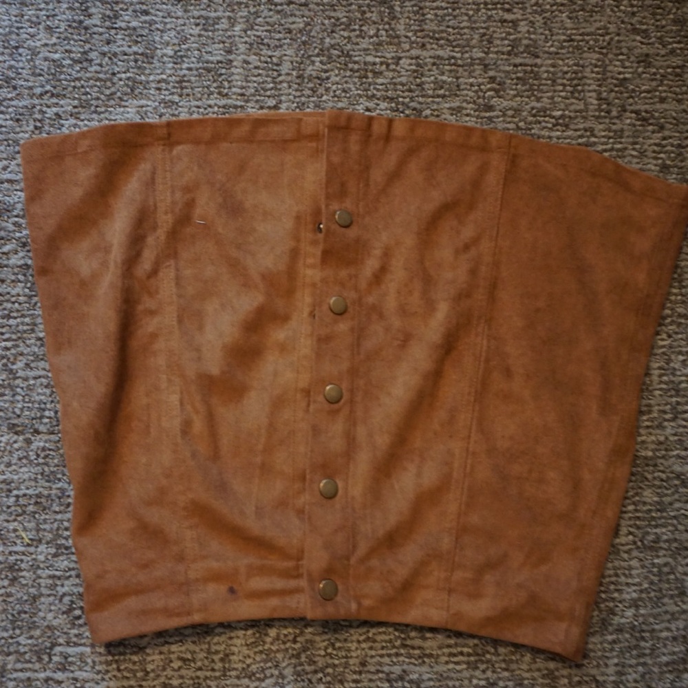 Tan suede mini skirt